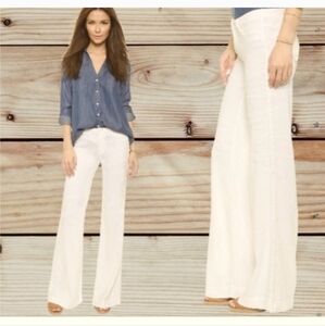 Hudson Gwen Wide Leg White Linen Blend Pants Women's Size 30 baggy loose‎ beachy